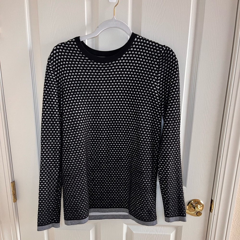 Women’s Cashmere  and wool Blend Patterned Sweater Black White L